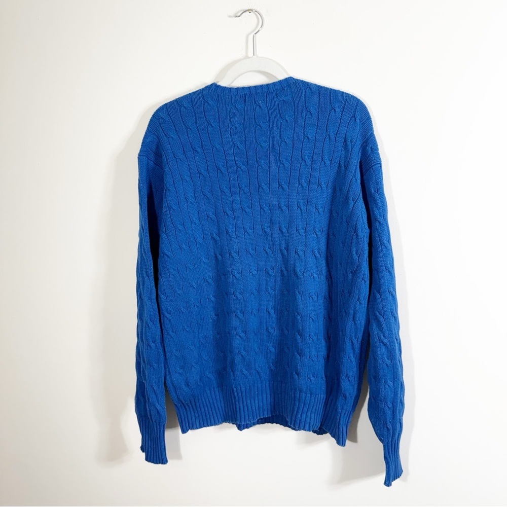 Polo Ralph Lauren Golf 100% Cotton Cable Knit Sweater Blue Large - Picture 3 of 5